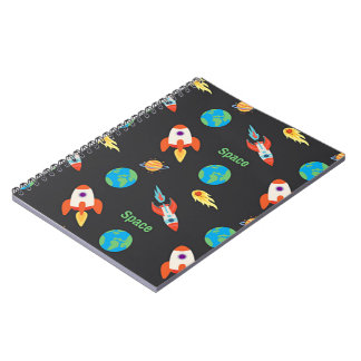 Carnet Motif spatial sur fond noir