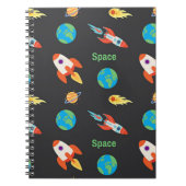 Carnet Motif spatial sur fond noir (Devant)