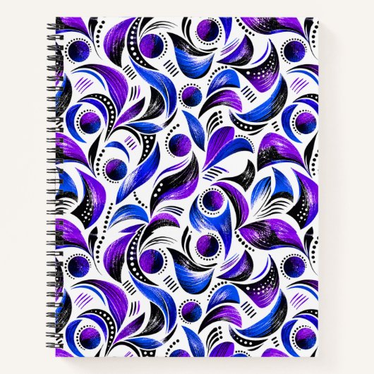 Carnet Motif spirale abstrait violet royal (Devant)