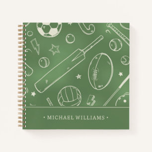 Carnet Motif sportif vert   Ajouter Votre Nom