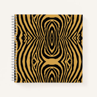 Carnet motif STRIPE POSTER DE ANIMAL RETRO OR & NOIR des 
