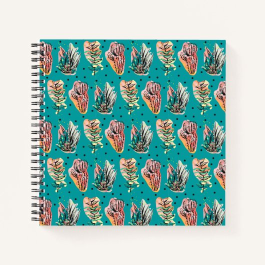 Carnet Motif Succulent de Cactus Graphique Abstrait (Devant)