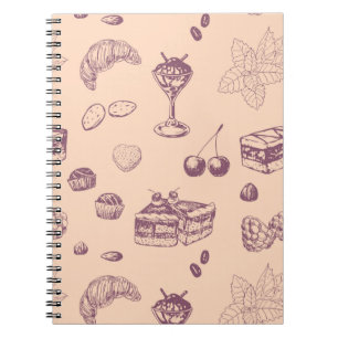 Carnet Motif sucré avec des desserts variés.