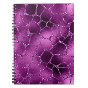Carnet Motif Taches de Girafe Paillettes Glam Ombré Viole