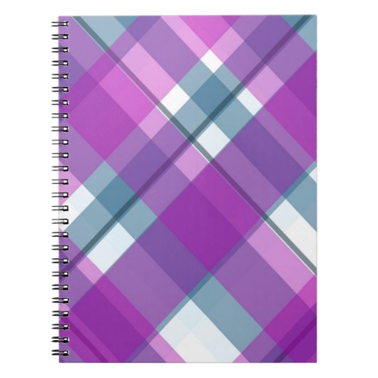 Carnet Motif Tartan violet (Devant)