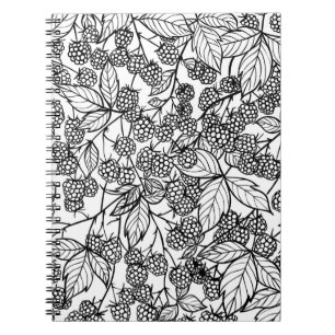 Carnet Motif tiré à la main de framboises