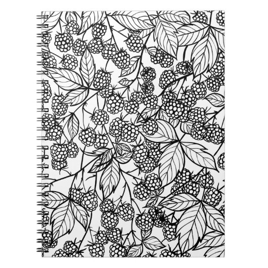 Carnet Motif tiré à la main des framboises (Devant)