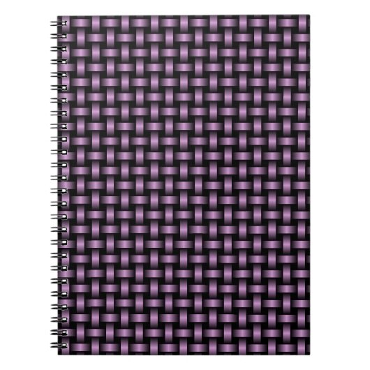 Carnet Motif Tissé Noir Violet (Devant)