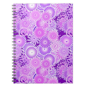 Carnet Motif tourbillon fractal, tons violets