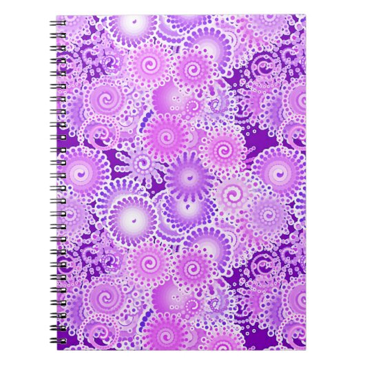 Carnet Motif tourbillon fractal, tons violets (Devant)