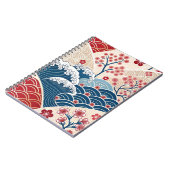 Carnet Motif traditionnel rouge bleu vague japonaise Saku (Côté gauche)