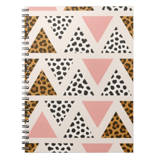 Carnet Motif Triangle Léopard Chic et Rose (Devant)