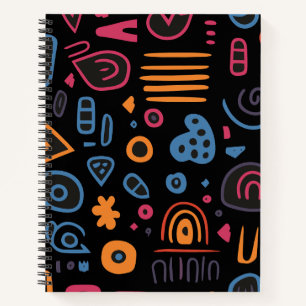 Carnet Motif tribal abstrait néon géométrique noir