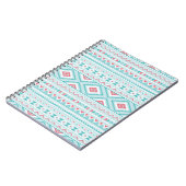 Carnet Motif tribal Aztec Turquoise et rose (Côté gauche)
