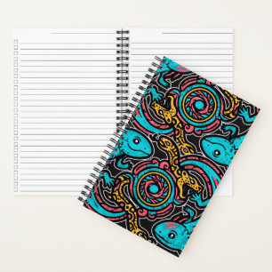 Carnet Motif tribal aztèque axolotl Xolotl mythologie boh