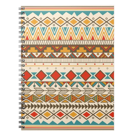 Carnet Motif tribal aztèque en bandes, illustration vinta (Devant)
