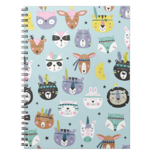 Carnet Motif Tribal d'Animaux Mignons : Bohème