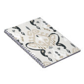 Carnet Motif tribal d'ikat blanc noir beige moderne chic (Côté Droit)