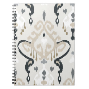 Carnet Motif tribal d'ikat blanc noir beige moderne chic