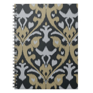 Carnet Motif tribal d'ikat noir beige gris audacieux