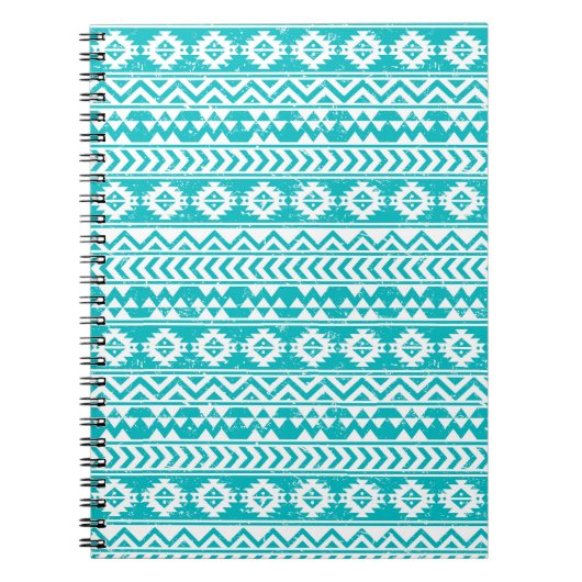 Carnet Motif tribal Turquoise Grunge Aztec (Devant)