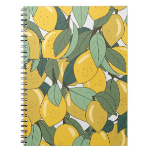 Carnet Motif tropical aux citrons jaunes.