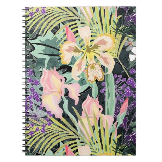 Carnet Motif tropical avec orchidées. (Devant)