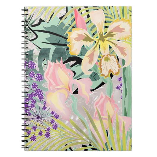 Carnet Motif tropical avec orchidées. (Devant)