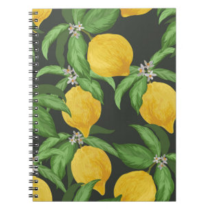 Carnet Motif Tropical Citron Vintage