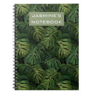 Carnet Motif tropical de feuille de Monstera personnalisé