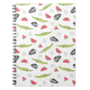 Carnet Motif tropical de pastèque et de crocodile