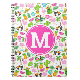 Carnet Motif tropical d'été de toucan et de flamant rose