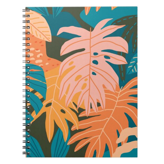 Carnet Motif tropical feuille coloré (Devant)