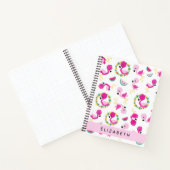 Carnet Motif tropical, Flamants roses, Fleurs, Votre Nom (Intérieur)