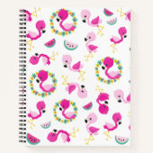 Carnet Motif tropical, Flamants roses, pastèques, Fleurs (Devant)
