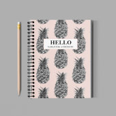 Carnet Motif Tropical Grey & Rose Ananas Avec Nom