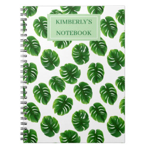 Carnet Motif tropical personnalisé à feuille de Monstera
