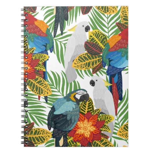 Carnet Motif tropical sans couture avec perroquets. (Devant)