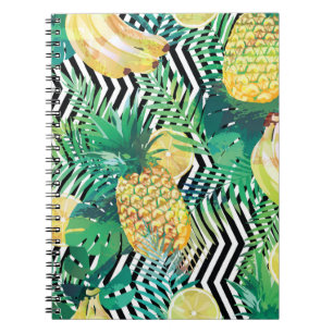 Carnet Motif tropical sans voile avec bananes citrons pal