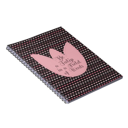 Carnet Motif Tulipe rose simple avec arrière - plan foncé (Côté Droit)