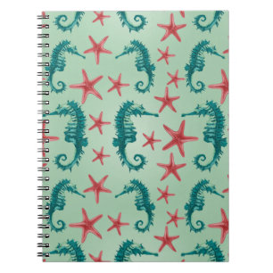 Carnet Motif turquoise 2 d'hippocampe