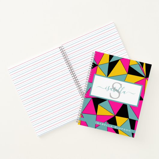 Carnet Motif Turquoise de script monogramme (Intérieur)