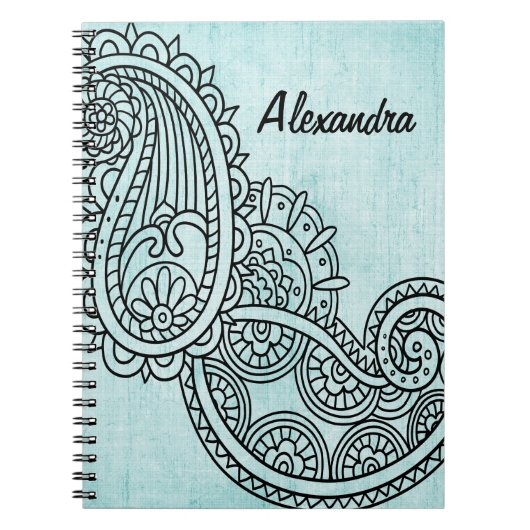 Carnet Motif Turquoise Mehndi (Devant)