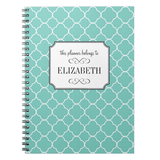 Carnet Motif turquoise wedding planner (Devant)