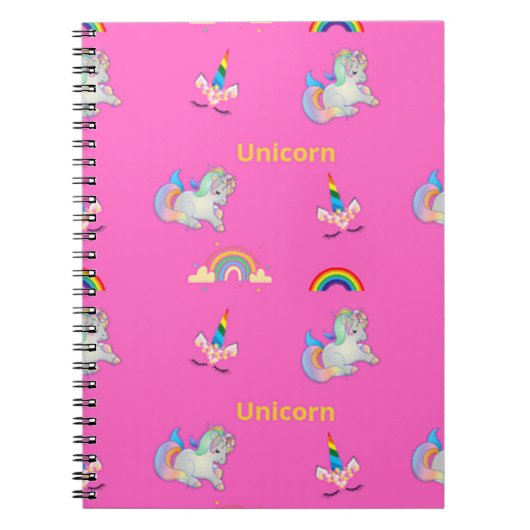 Carnet Motif Unicorne rose (Devant)