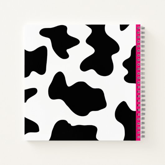 Carnet Motif vache fantaisie patch rose monogramme (Dos)