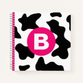 Carnet Motif vache fantaisie patch rose monogramme (Devant)