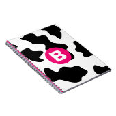 Carnet Motif vache fantaisiste patch rose monogramme (Côté Droit)