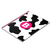 Carnet Motif vache fantaisiste patch rose monogramme (Côté gauche)