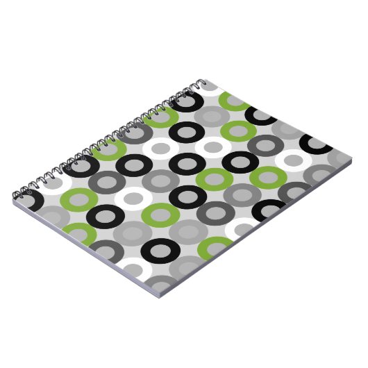 Carnet Motif vectoriel des points noirs et blancs vert mo (Côté gauche)